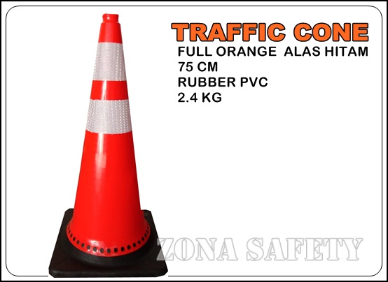 Traffic Cone 75 cm Orange Alas Hitam